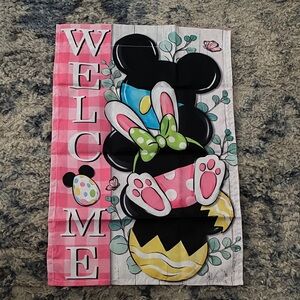Easter Bunny Mickey Mouse Welcome Garden Flag - 12”x17.5”